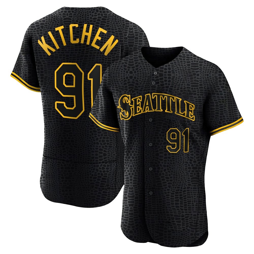 Authentic Austin Kitchen Men's Seattle Mariners Black Snake Skin City Jersey Authentic Austin Kitchen Men's Seattle Mariners Black Snake Skin City Jersey