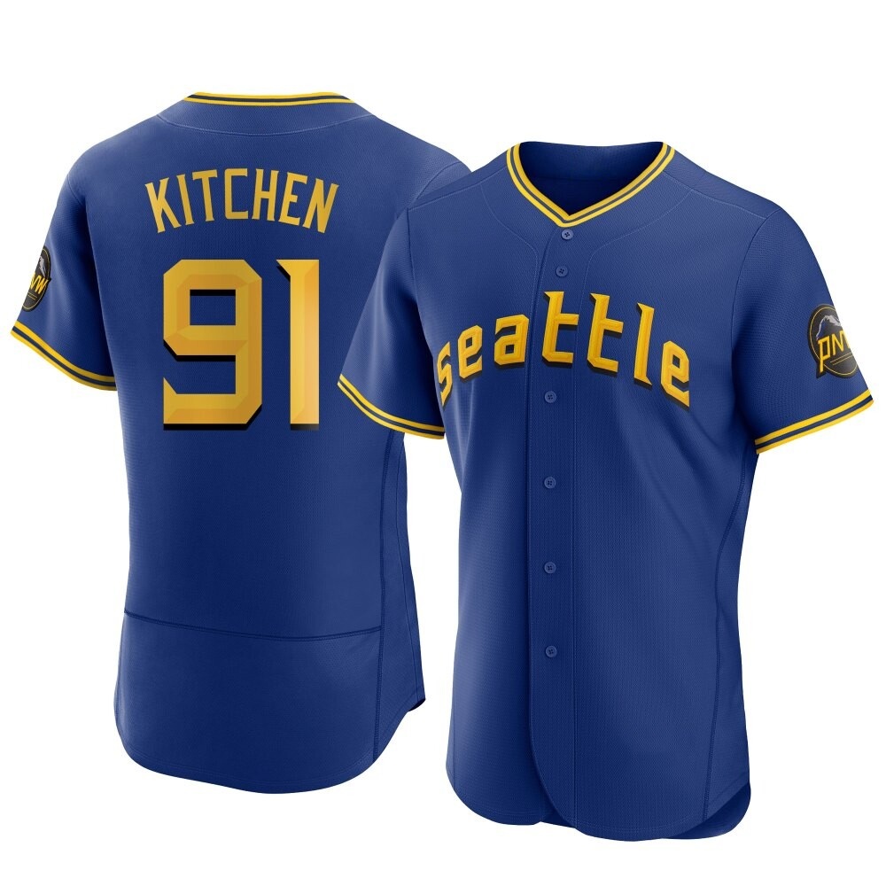 Authentic Austin Kitchen Men's Seattle Mariners Royal 2023 City Connect Jersey Authentic Austin Kitchen Men's Seattle Mariners Royal 2023 City Connect Jersey