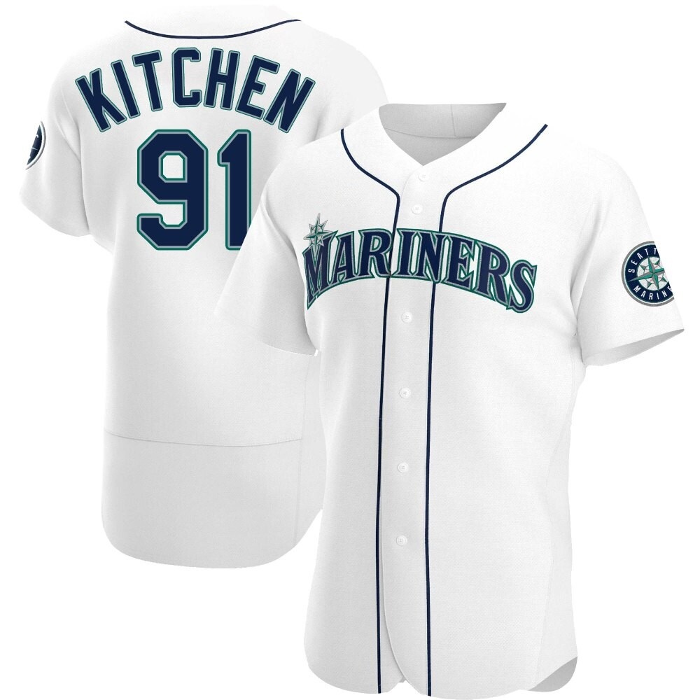 Authentic Austin Kitchen Men's Seattle Mariners White Home Jersey Authentic Austin Kitchen Men's Seattle Mariners White Home Jersey