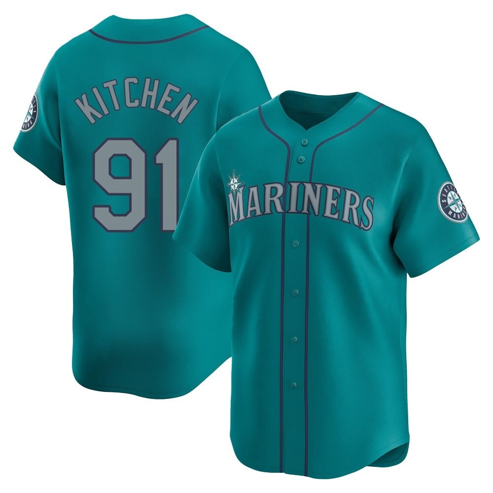 Limited Austin Kitchen Men's Seattle Mariners Aqua Alternate Jersey Limited Austin Kitchen Men's Seattle Mariners Aqua Alternate Jersey