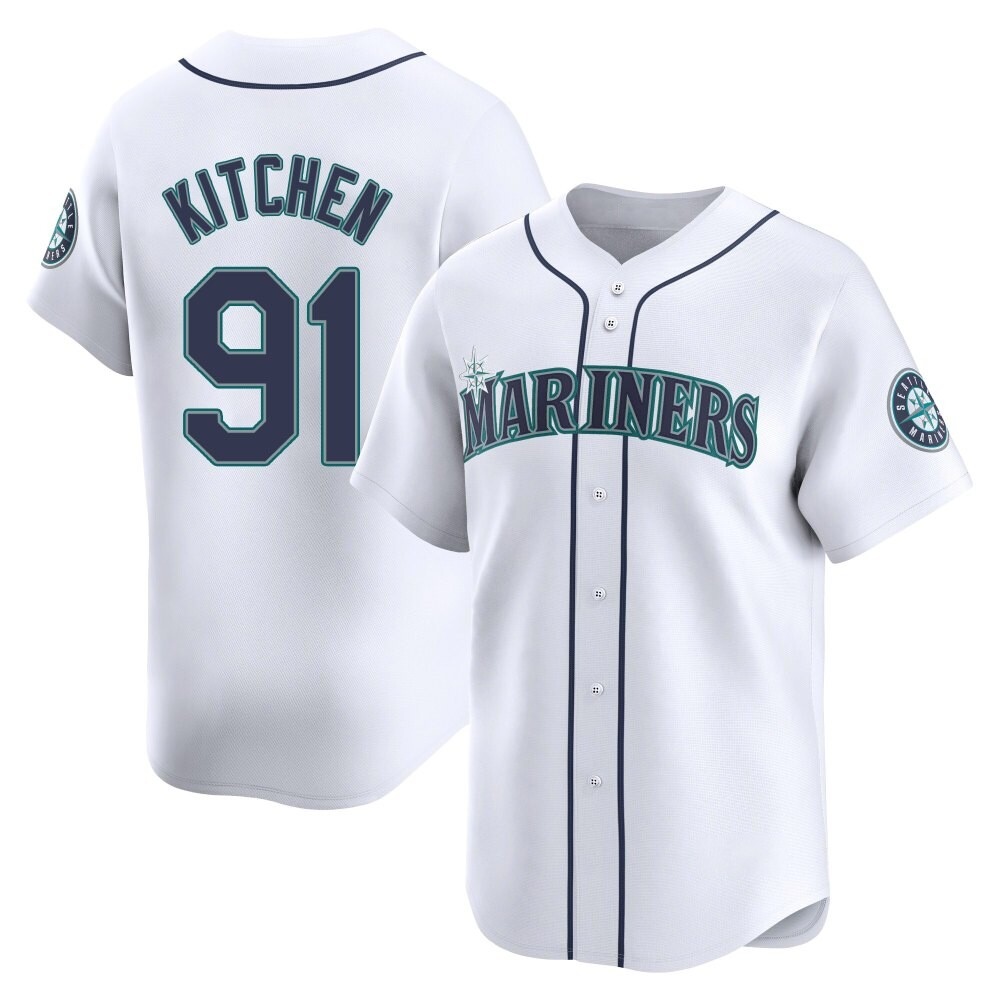Limited Austin Kitchen Men's Seattle Mariners White Home Jersey Limited Austin Kitchen Men's Seattle Mariners White Home Jersey