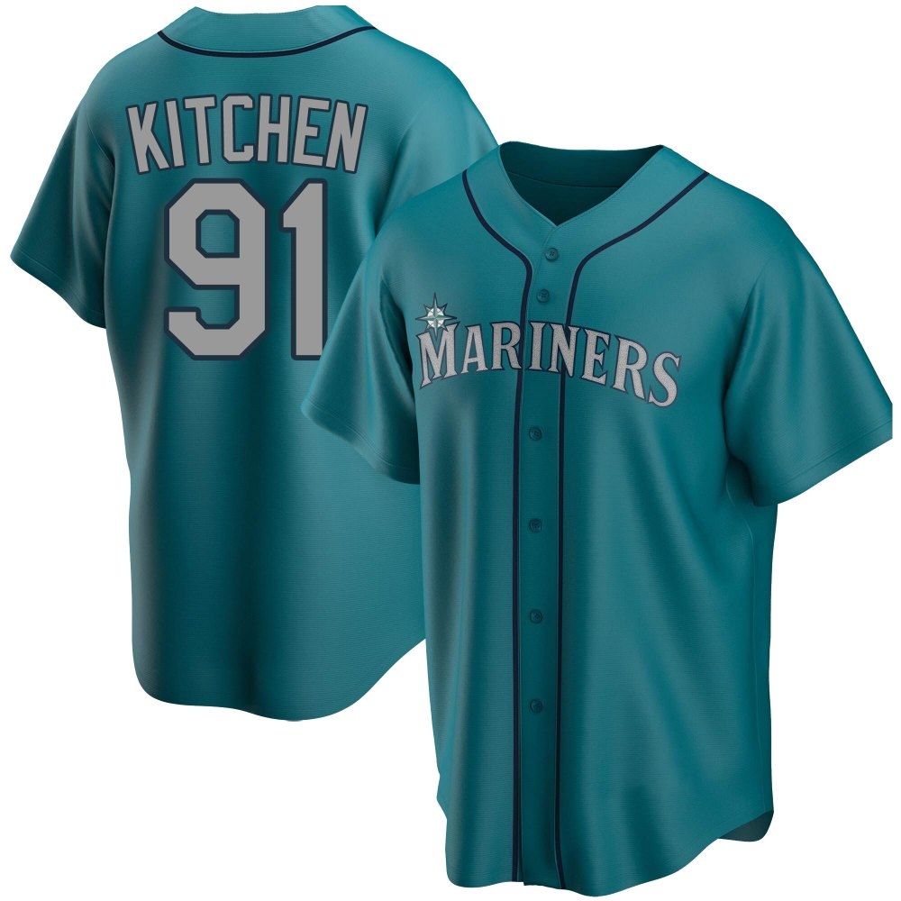 Replica Austin Kitchen Men's Seattle Mariners Aqua Alternate Jersey Replica Austin Kitchen Men's Seattle Mariners Aqua Alternate Jersey