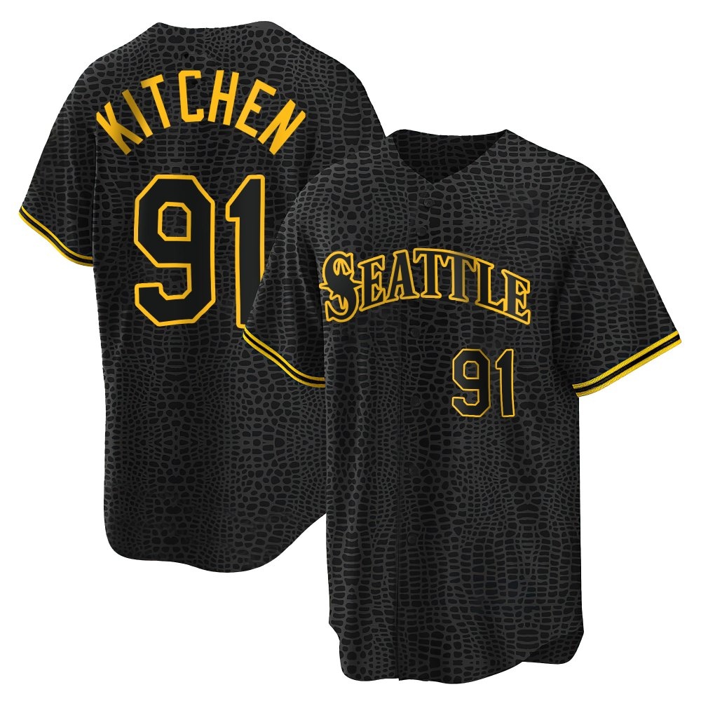 Replica Austin Kitchen Men's Seattle Mariners Black Snake Skin City Jersey