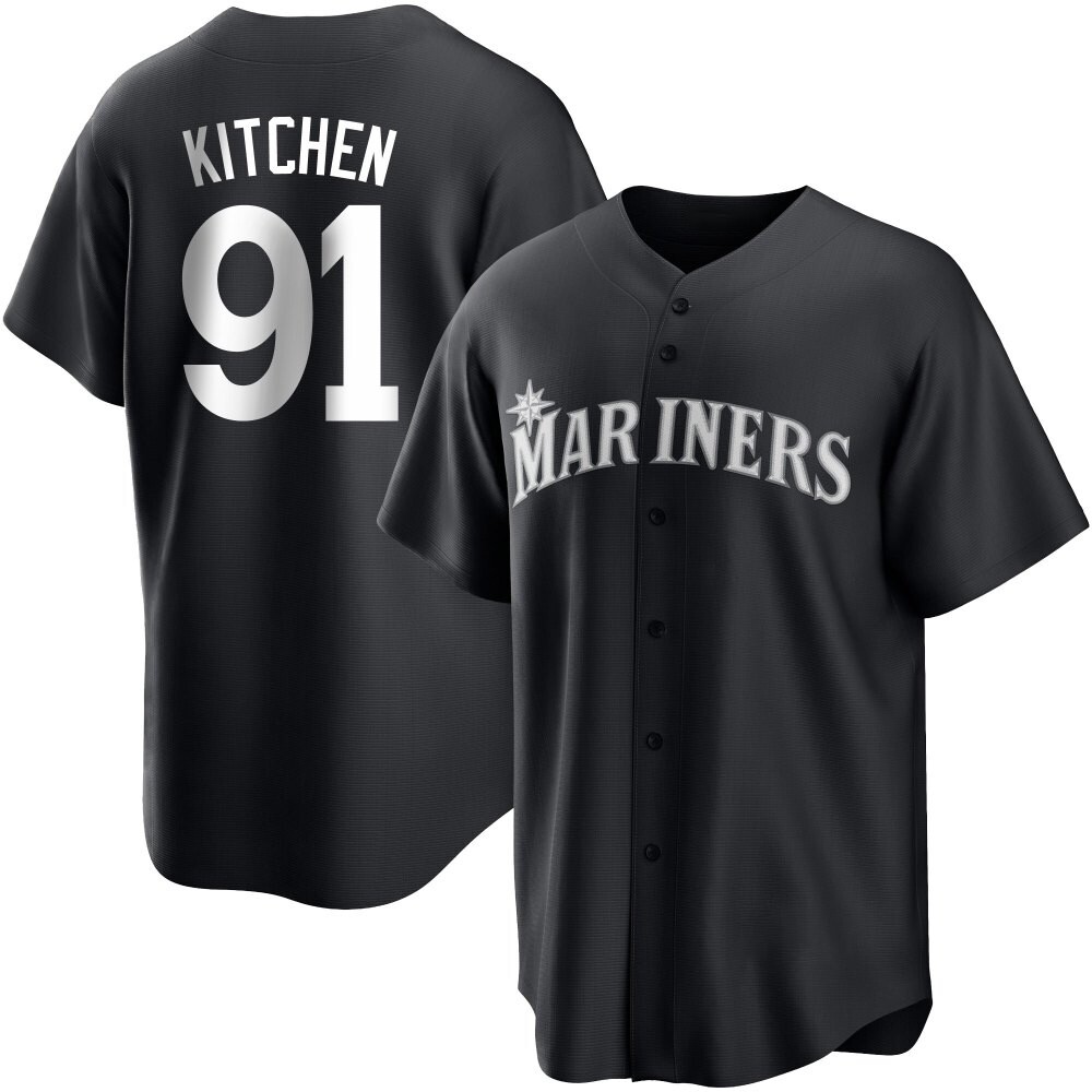 Replica Austin Kitchen Men's Seattle Mariners White Black/ Jersey Replica Austin Kitchen Men's Seattle Mariners White Black/ Jersey