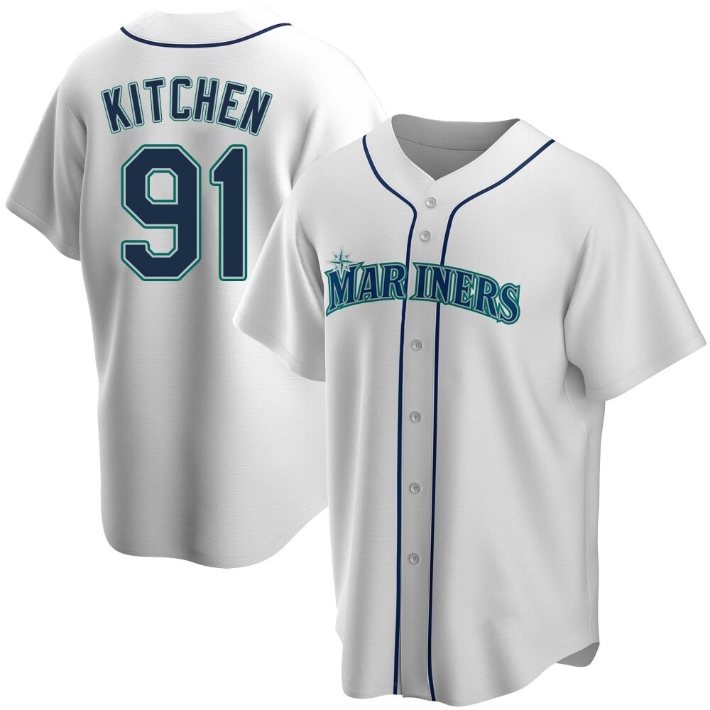 Replica Austin Kitchen Men's Seattle Mariners White Home Jersey Replica Austin Kitchen Men's Seattle Mariners White Home Jersey