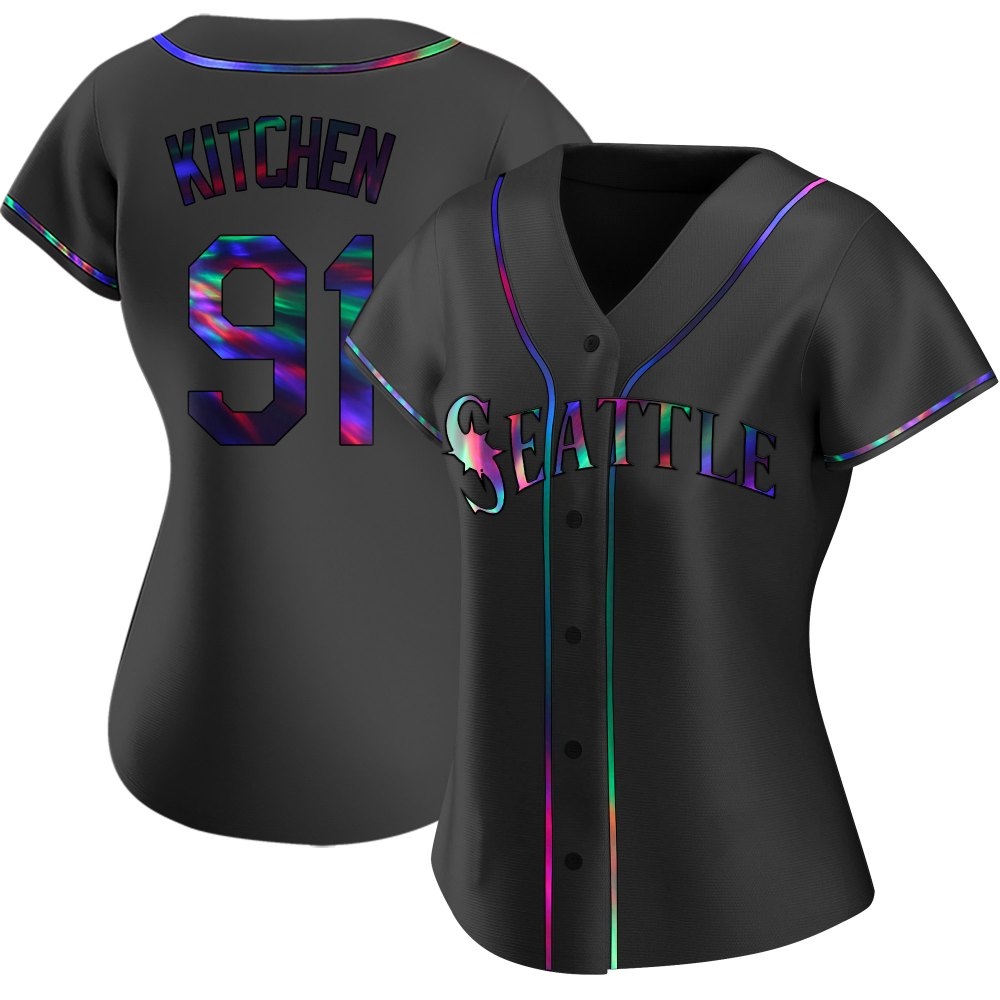 Replica Austin Kitchen Women's Seattle Mariners Black Holographic Alternate Jersey