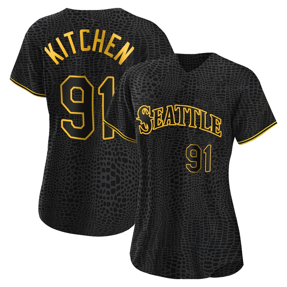Replica Austin Kitchen Women's Seattle Mariners Black Snake Skin City Jersey Replica Austin Kitchen Women's Seattle Mariners Black Snake Skin City Jersey