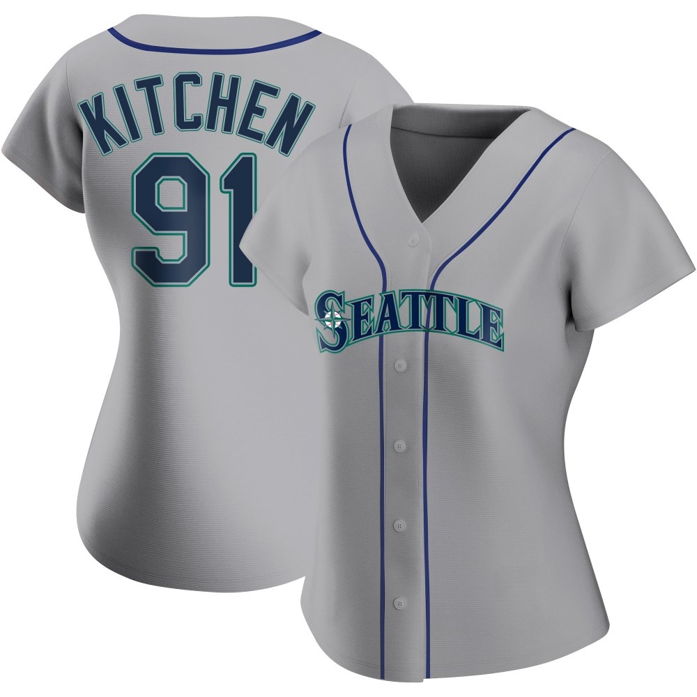 Replica Austin Kitchen Women's Seattle Mariners Gray Road Jersey Replica Austin Kitchen Women's Seattle Mariners Gray Road Jersey