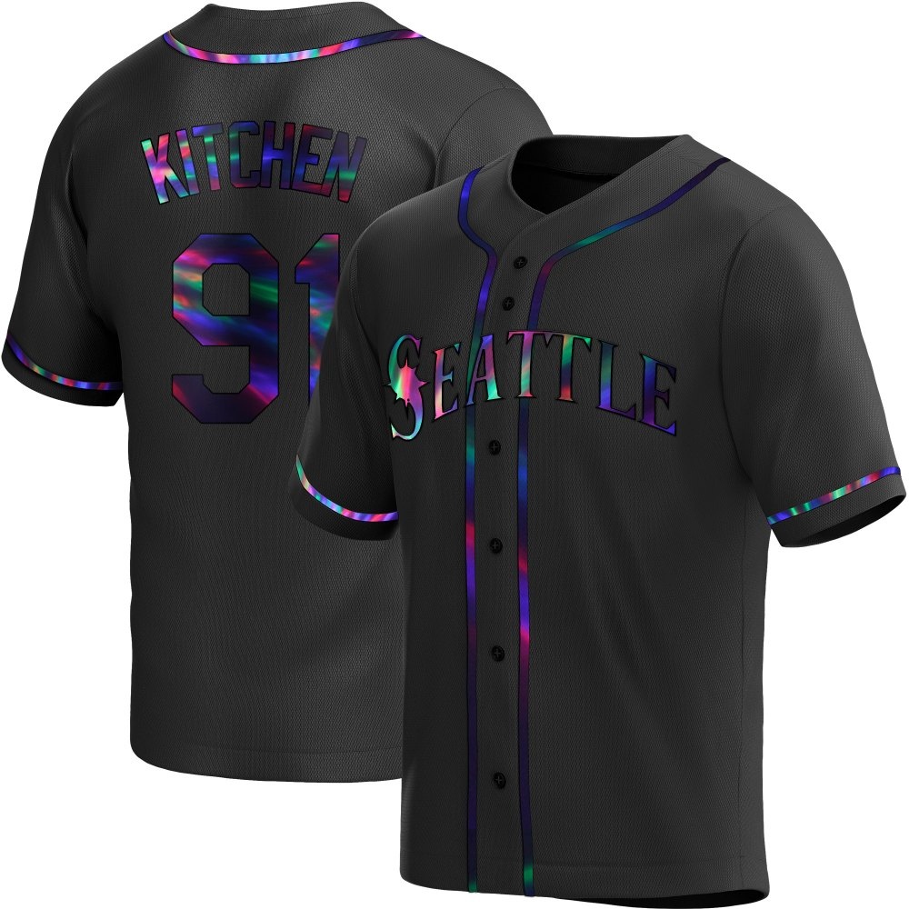 Replica Austin Kitchen Youth Seattle Mariners Black Holographic Alternate Jersey