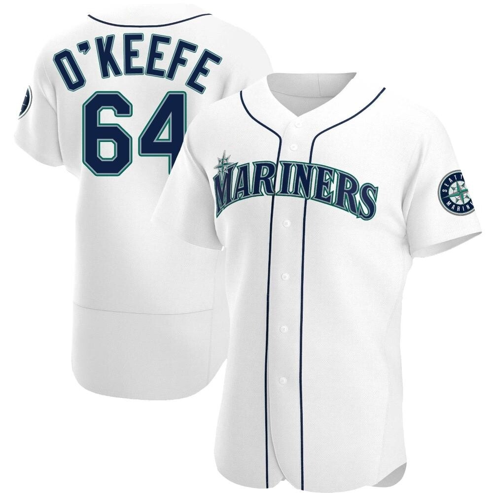 Authentic Brian O'Keefe Men's Seattle Mariners White Home Jersey Authentic Brian O'Keefe Men's Seattle Mariners White Home Jersey