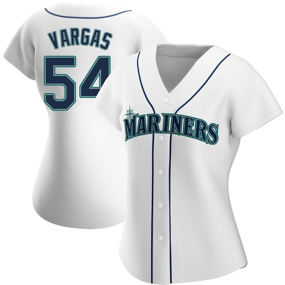 Replica Carlos Vargas Women's Seattle Mariners White Home Jersey Replica Carlos Vargas Women's Seattle Mariners White Home Jersey