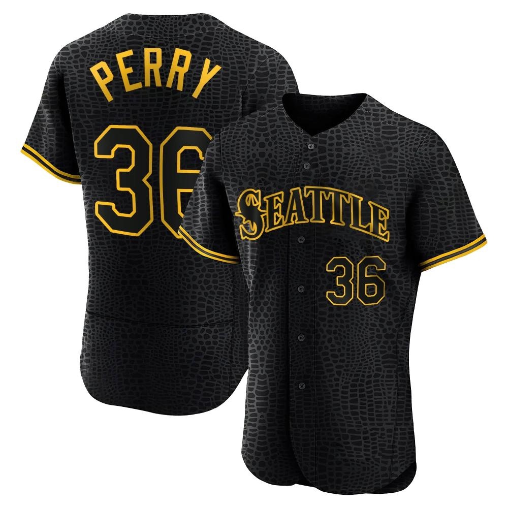 Authentic Gaylord Perry Men's Seattle Mariners Black Snake Skin City Jersey Authentic Gaylord Perry Men's Seattle Mariners Black Snake Skin City Jersey
