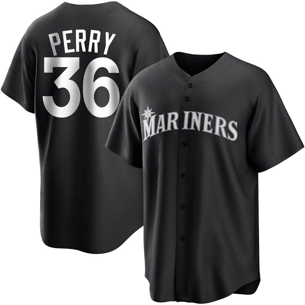 Replica Gaylord Perry Men's Seattle Mariners White Black/ Jersey Replica Gaylord Perry Men's Seattle Mariners White Black/ Jersey