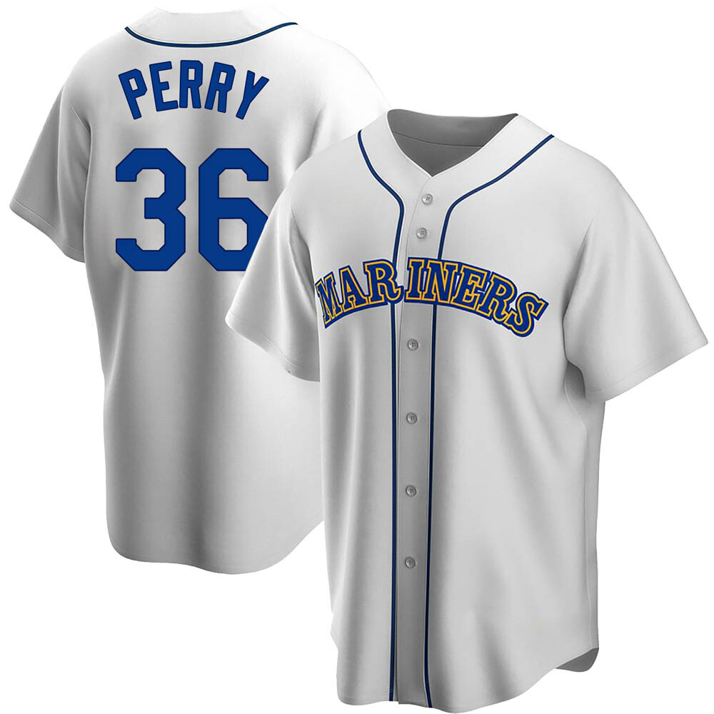 Replica Gaylord Perry Men's Seattle Mariners White Home Cooperstown Collection Jersey Replica Gaylord Perry Men's Seattle Mariners White Home Cooperstown Collection Jersey