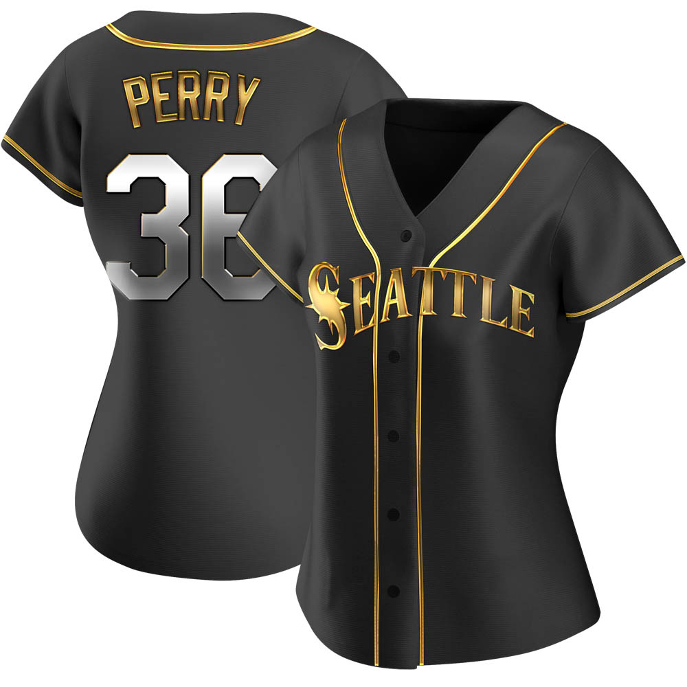 Replica Gaylord Perry Women's Seattle Mariners Black Golden Alternate Jersey Replica Gaylord Perry Women's Seattle Mariners Black Golden Alternate Jersey