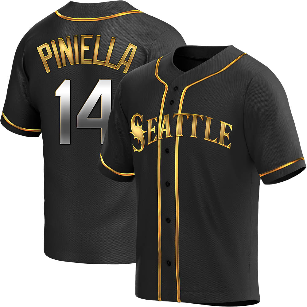 Replica Lou Piniella Men's Seattle Mariners Black Golden Alternate Jersey Replica Lou Piniella Men's Seattle Mariners Black Golden Alternate Jersey