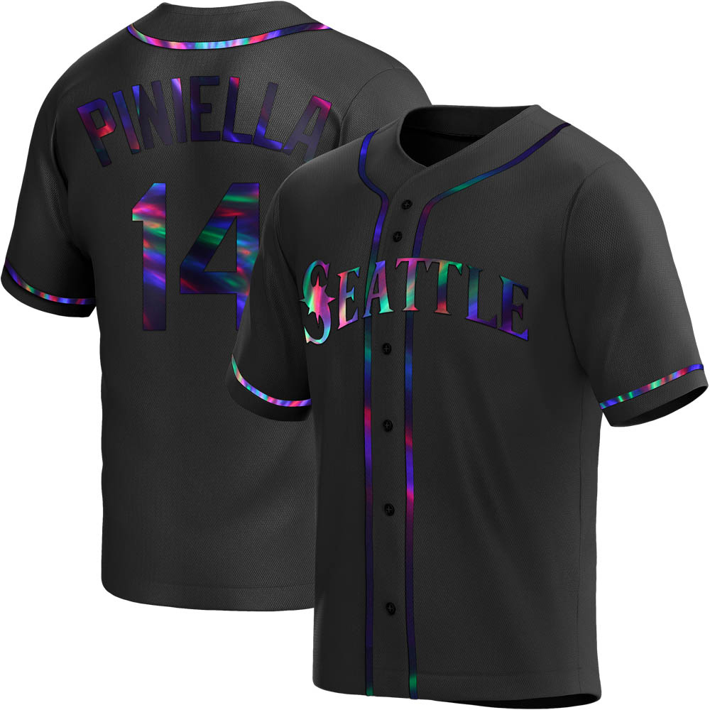 Replica Lou Piniella Men's Seattle Mariners Black Holographic Alternate Jersey Replica Lou Piniella Men's Seattle Mariners Black Holographic Alternate Jersey