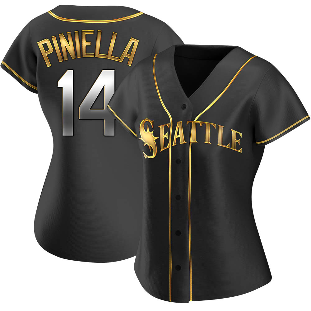 Replica Lou Piniella Women's Seattle Mariners Black Golden Alternate Jersey Replica Lou Piniella Women's Seattle Mariners Black Golden Alternate Jersey