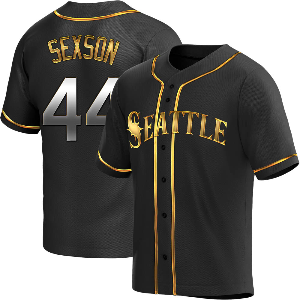 Replica Richie Sexson Men's Seattle Mariners Black Golden Alternate Jersey