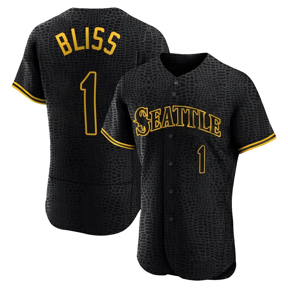 Authentic Ryan Bliss Men's Seattle Mariners Black Snake Skin City Jersey