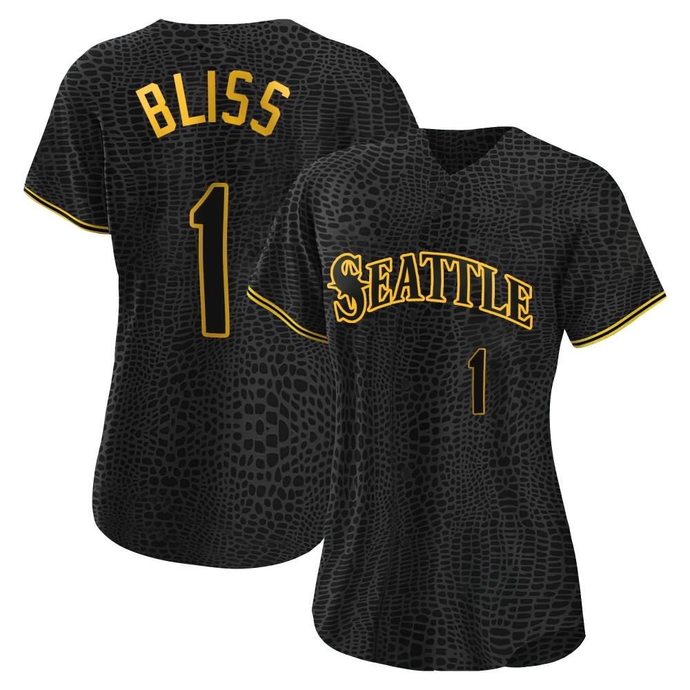 Authentic Ryan Bliss Women's Seattle Mariners Black Snake Skin City Jersey Authentic Ryan Bliss Women's Seattle Mariners Black Snake Skin City Jersey
