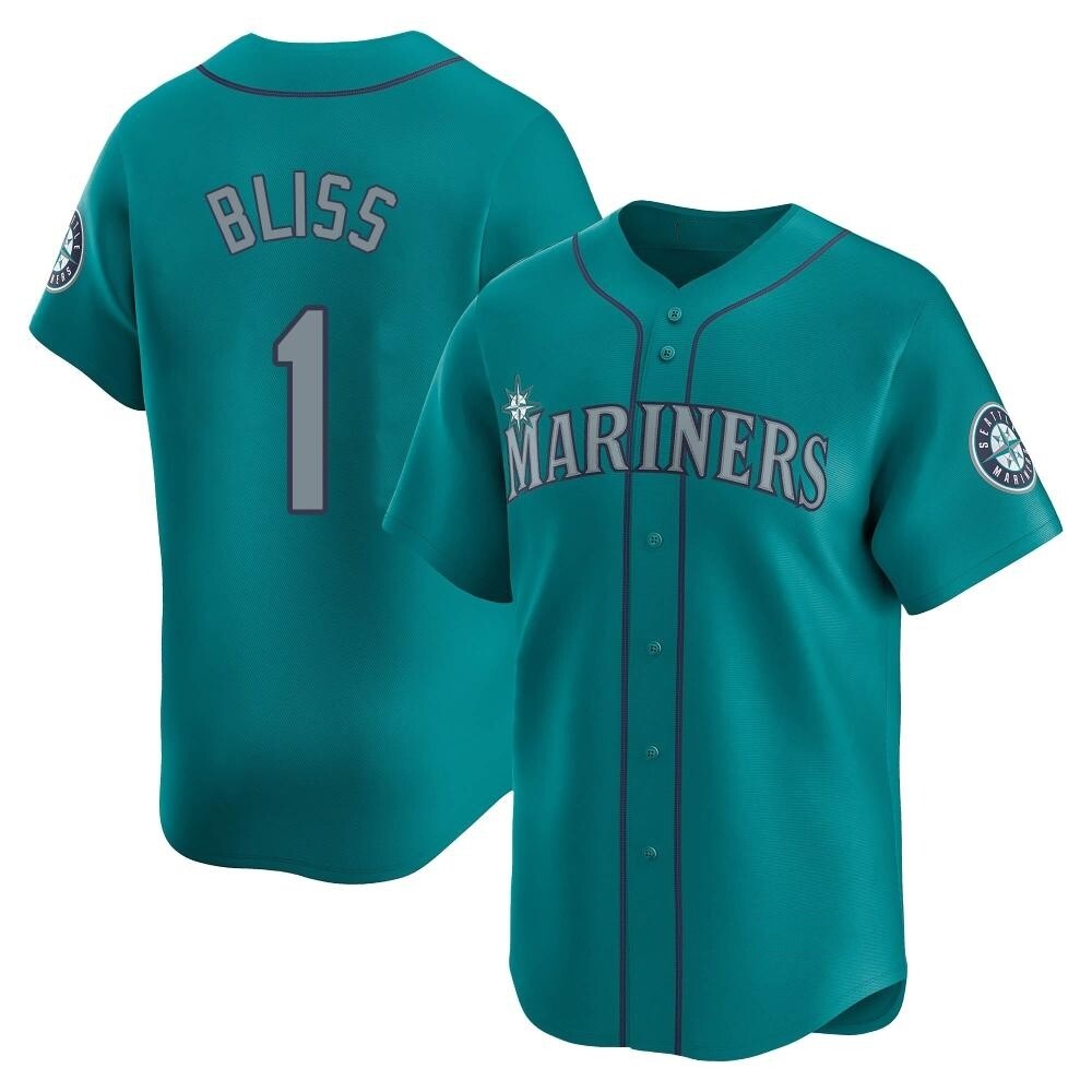 Limited Ryan Bliss Men's Seattle Mariners Aqua Alternate Jersey Limited Ryan Bliss Men's Seattle Mariners Aqua Alternate Jersey