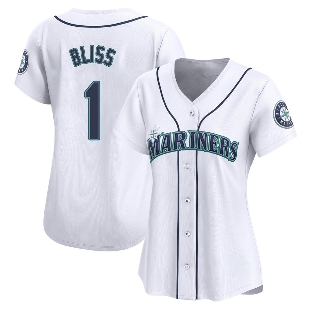 Limited Ryan Bliss Women's Seattle Mariners White Home Jersey Limited Ryan Bliss Women's Seattle Mariners White Home Jersey