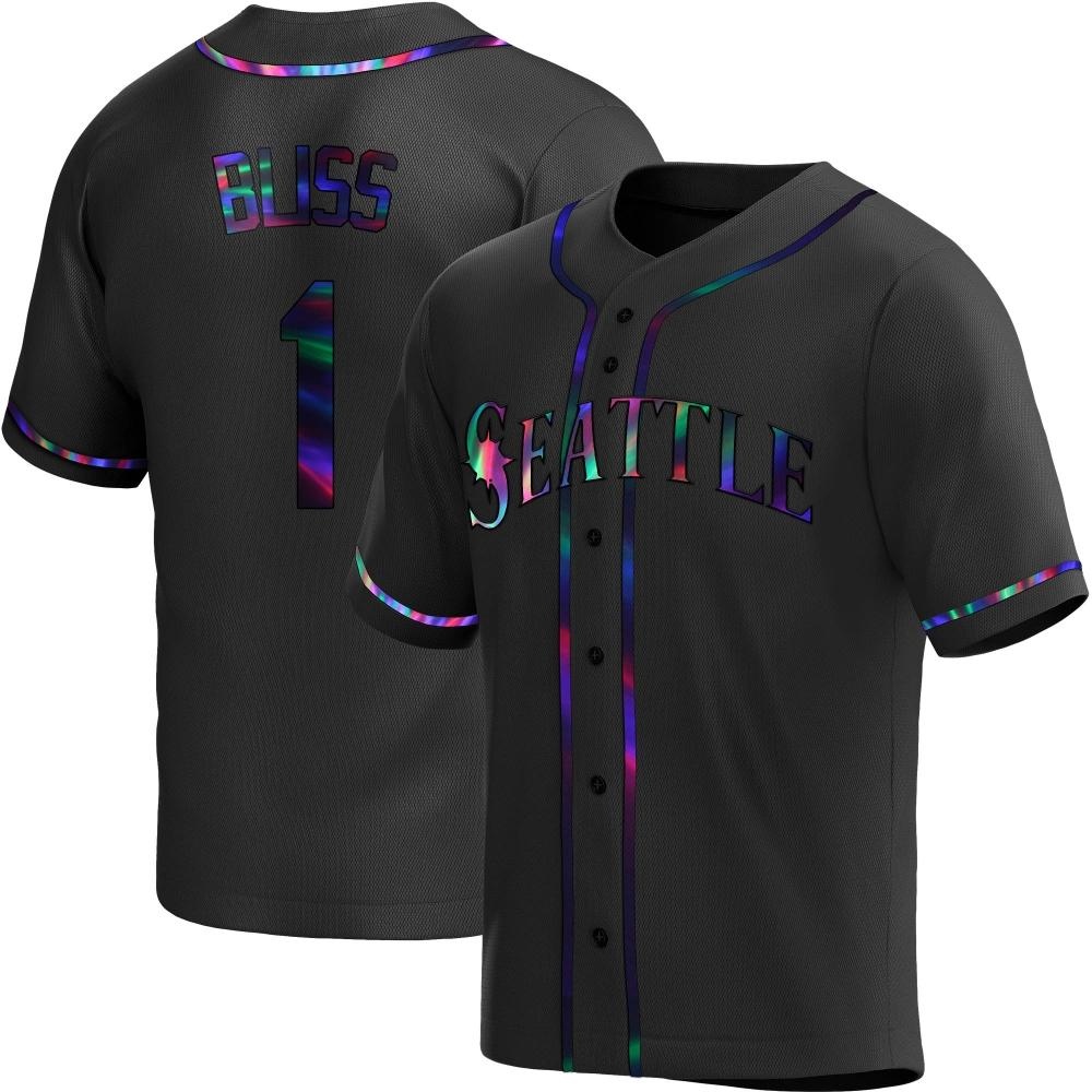 Replica Ryan Bliss Men's Seattle Mariners Black Holographic Alternate Jersey Replica Ryan Bliss Men's Seattle Mariners Black Holographic Alternate Jersey