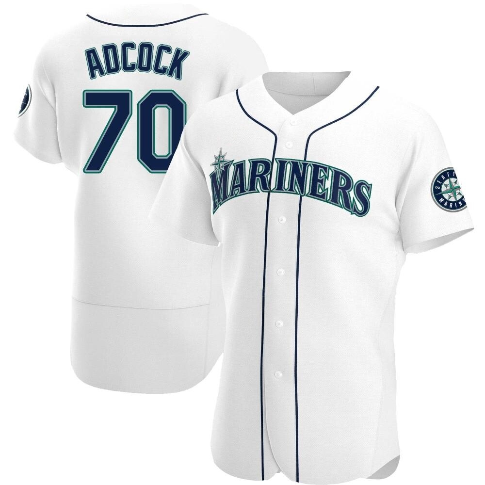 Authentic Ty Adcock Men's Seattle Mariners White Home Jersey Authentic Ty Adcock Men's Seattle Mariners White Home Jersey
