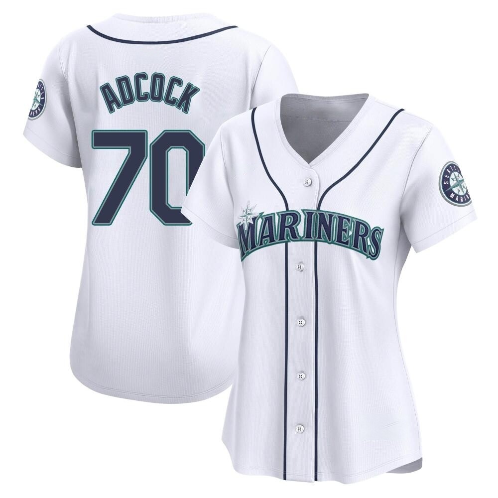 Limited Ty Adcock Women's Seattle Mariners White Home Jersey Limited Ty Adcock Women's Seattle Mariners White Home Jersey