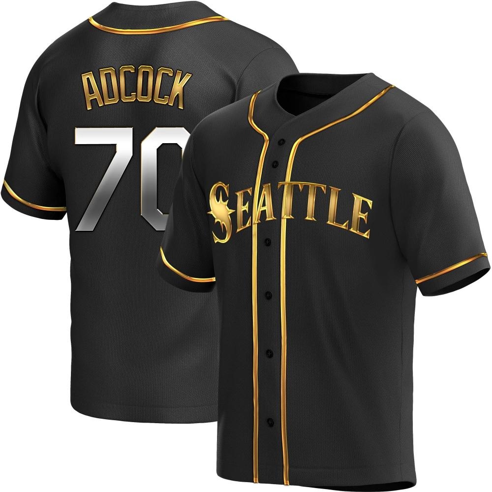 Replica Ty Adcock Men's Seattle Mariners Black Golden Alternate Jersey Replica Ty Adcock Men's Seattle Mariners Black Golden Alternate Jersey