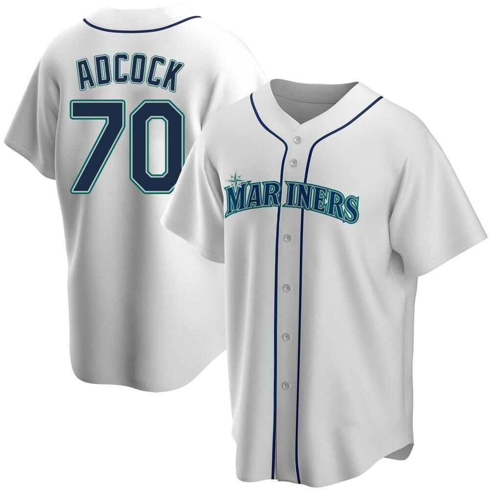 Replica Ty Adcock Men's Seattle Mariners White Home Jersey Replica Ty Adcock Men's Seattle Mariners White Home Jersey