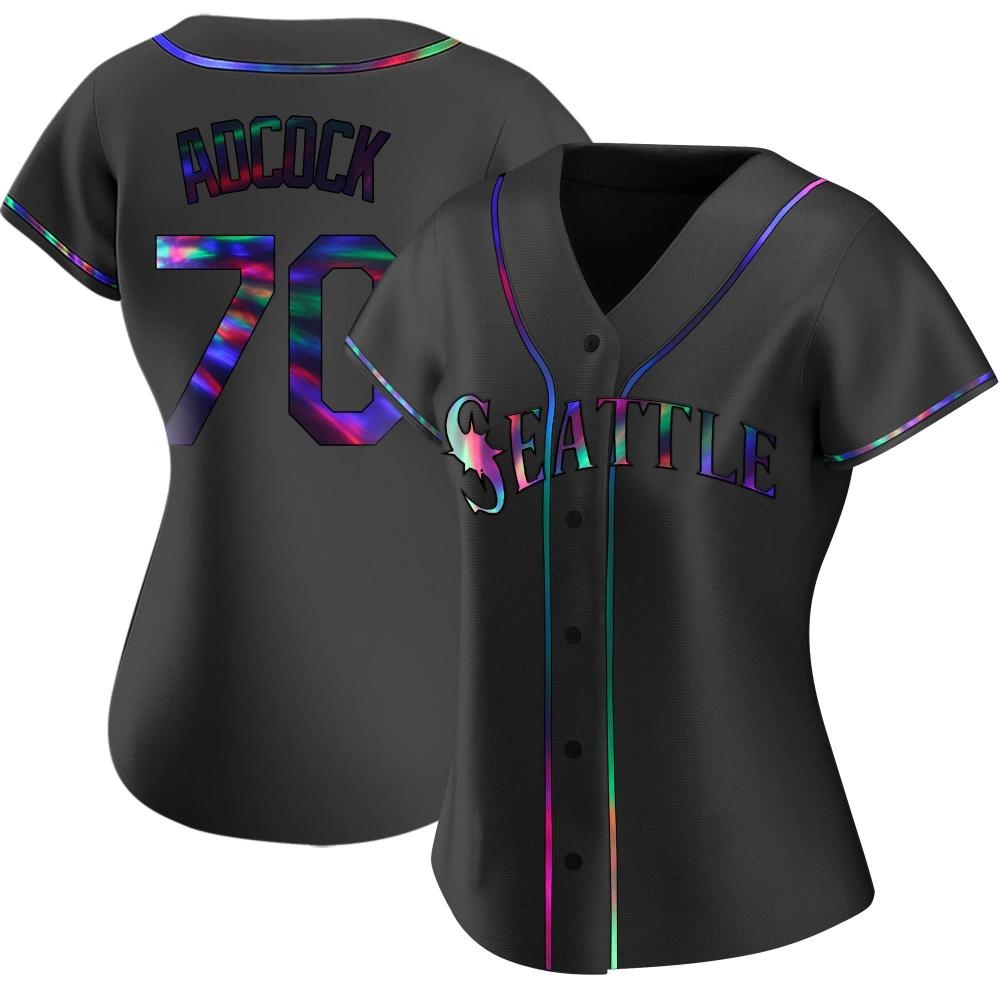 Replica Ty Adcock Women's Seattle Mariners Black Holographic Alternate Jersey Replica Ty Adcock Women's Seattle Mariners Black Holographic Alternate Jersey